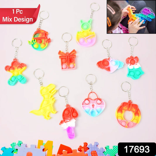 Compact Pop It Keychain οΏ½οΏ½οΏ½ Fun Stress Relief Fidget Toy (1 Pc | Mix D
