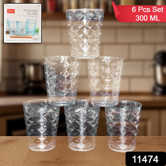 Apex Pyramid Design Unbreakable Plastic Glass ���