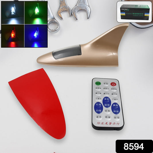 Shark Fin Light With Remote, LED Signal Antenna Solar Shark Fin Car Roof Light Sensor Decoration Flashing Lamps,οΏ½οΏ½Solar Powered Radio Signal for Car Lamp Accessories (1 P