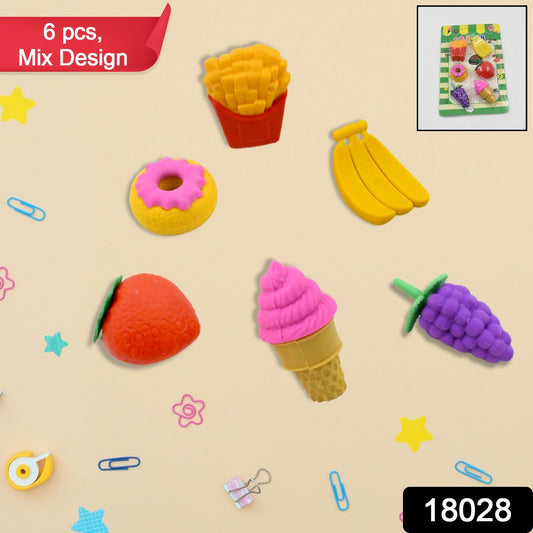 3D Food Fancy & Colorful Erasers ��� Cute Novelty Eraser Set for Kids & School Prize (1 Set / Mix Design &