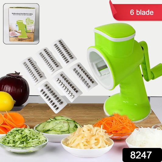 6 in 1 Multi functional Vegetable Cutter & Slicer Hand Machine Cutting, Slice, Cut Thick, Cut Silk All in one οΏ½οΏ½οΏ½Vegetable Chopper Cutter & Slicing Cutter Barrel - Vegetable Grater with 6 Removable