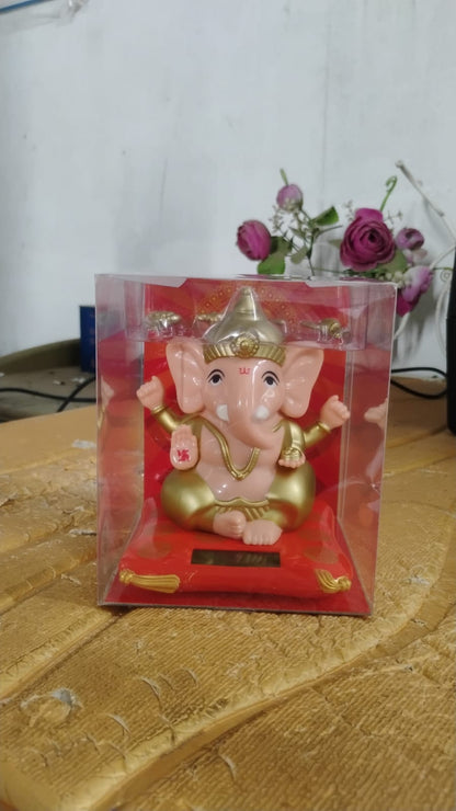 Solar-Powered Dancing Ganesha Idol ��� Decorative Lord Ganpati Showpiece with Mo