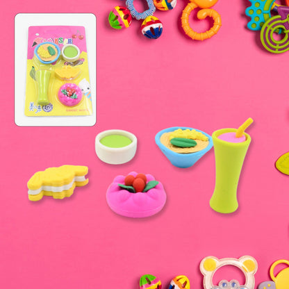 3D Mix Design Fancy & Stylish Colorful Erasers ��� Cute Novelty Eraser Set for Kids & School Prize (