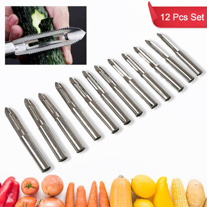 Stainless Steel Peeler Set ��� Multi-Purpose Handle for Peeling & Shredding (12 Pc