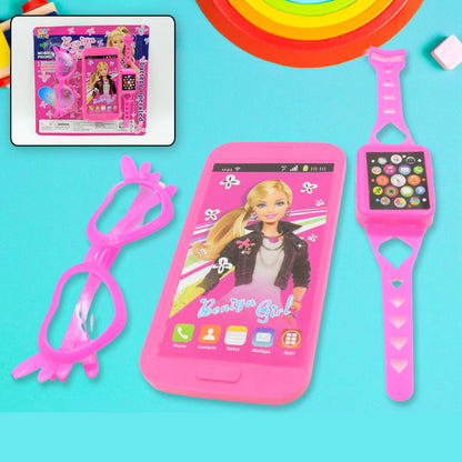 Barbiee Musical Phone, Watch & Glasses Set for Girls ��� ABS Calling Toy (3-Piece, Battery Not Inc