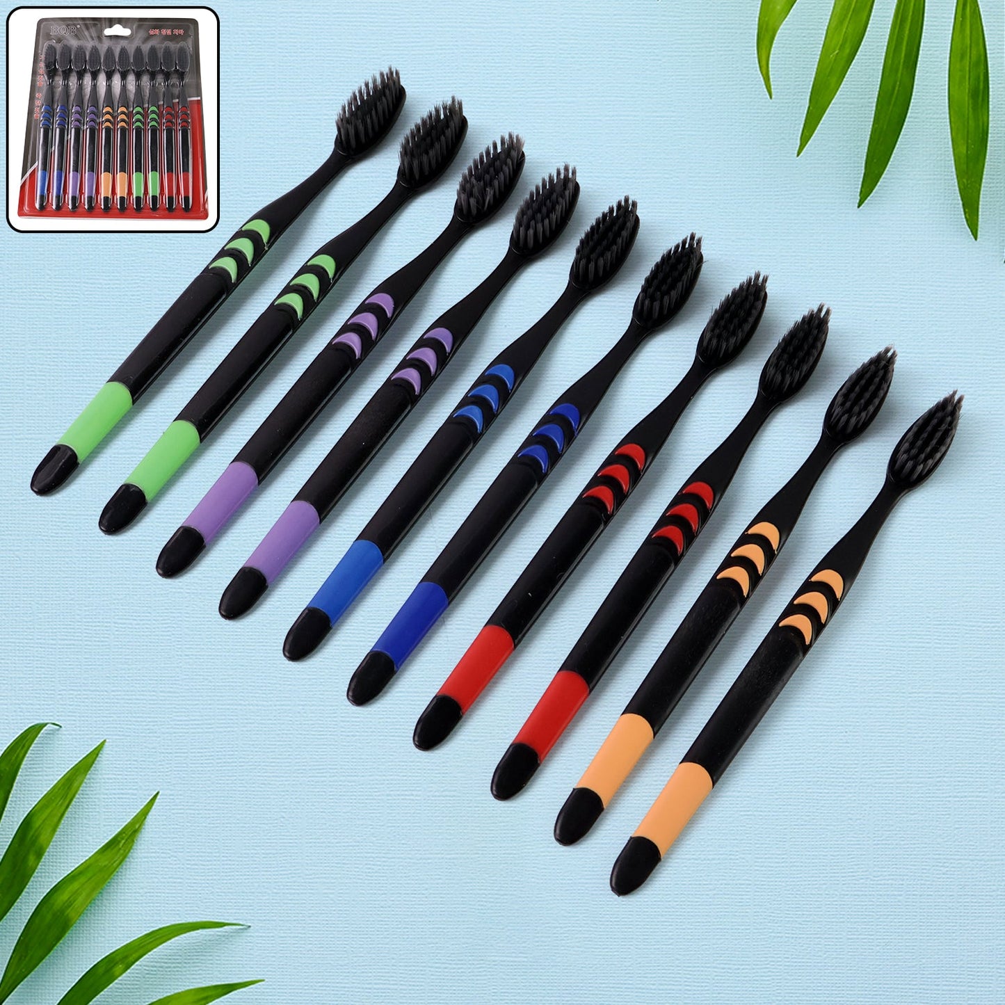 Soft Toothbrush With Plastic Round Box for Men and Women, Kids, Adults��Plastic Toothbrush (10 pcs