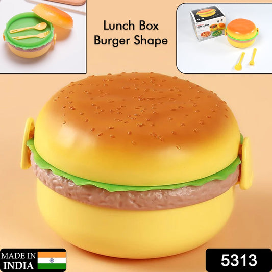 Burger Shape Lunch Box ��� Double Layer 1000ml Food Container with 2 Spoons fo