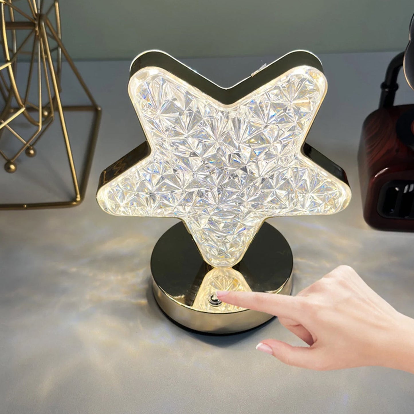Star Crystal Diamond Touch Lamp ��� USB Rechargeable, 3-Way Di