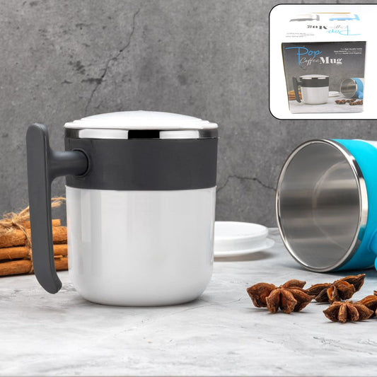 Stainless Steel Insulated Coffee/Tea Mug with Lid ��� Double Wall Hot Beverage Travel Cup, Milk Mug for Office & Home Use