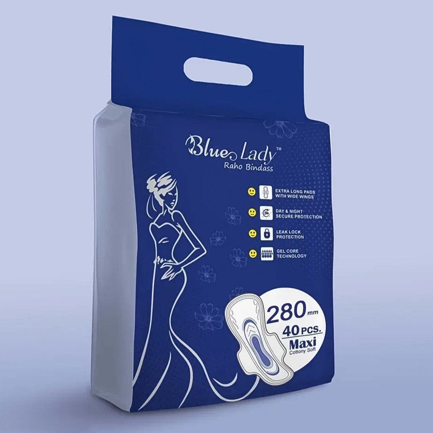 Beautiful Basics Blue Lady Extra Long Pads With Wides Wings Sanitary Pads ��� 280 mm, 4