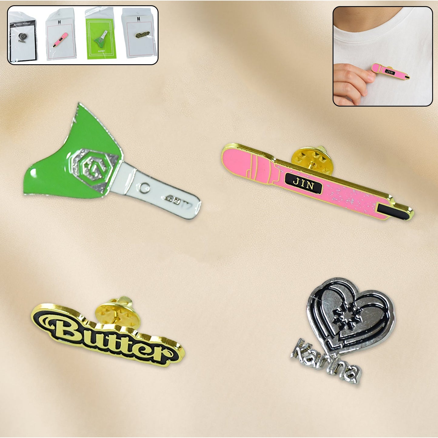 Stylish Metal Badge Pin ��� Single Piece (Random D
