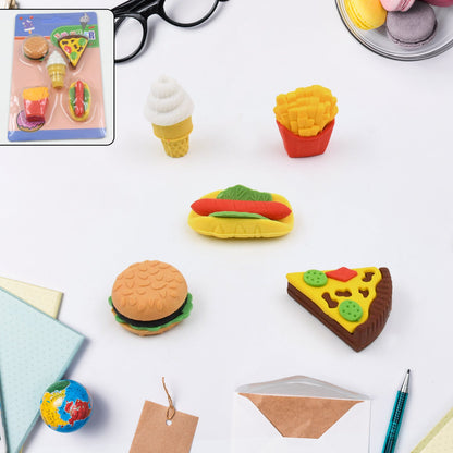 3D Food Fancy & Colorful Erasers ��� Cute Novelty Eraser Set for Kids & School Prize (1 Set / Mix Design &
