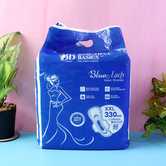 Beautiful Basics Blue Lady Extra Long Pads With Wides Wings Sanitary Pads ��� 330 mm, 4