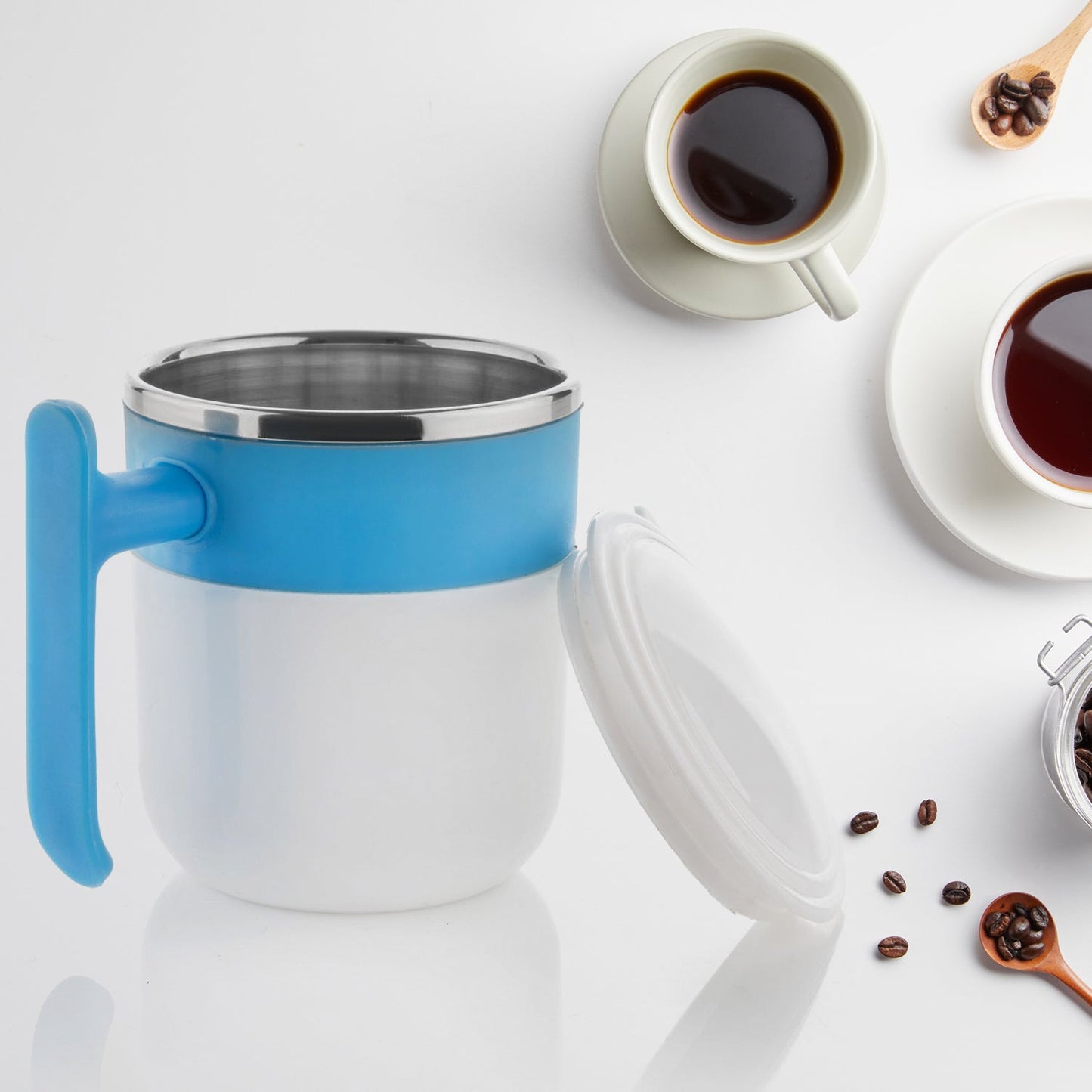 Stainless Steel Insulated Coffee/Tea Mug with Lid ��� Double Wall Hot Beverage Travel Cup, Milk Mug for Office & Home Use