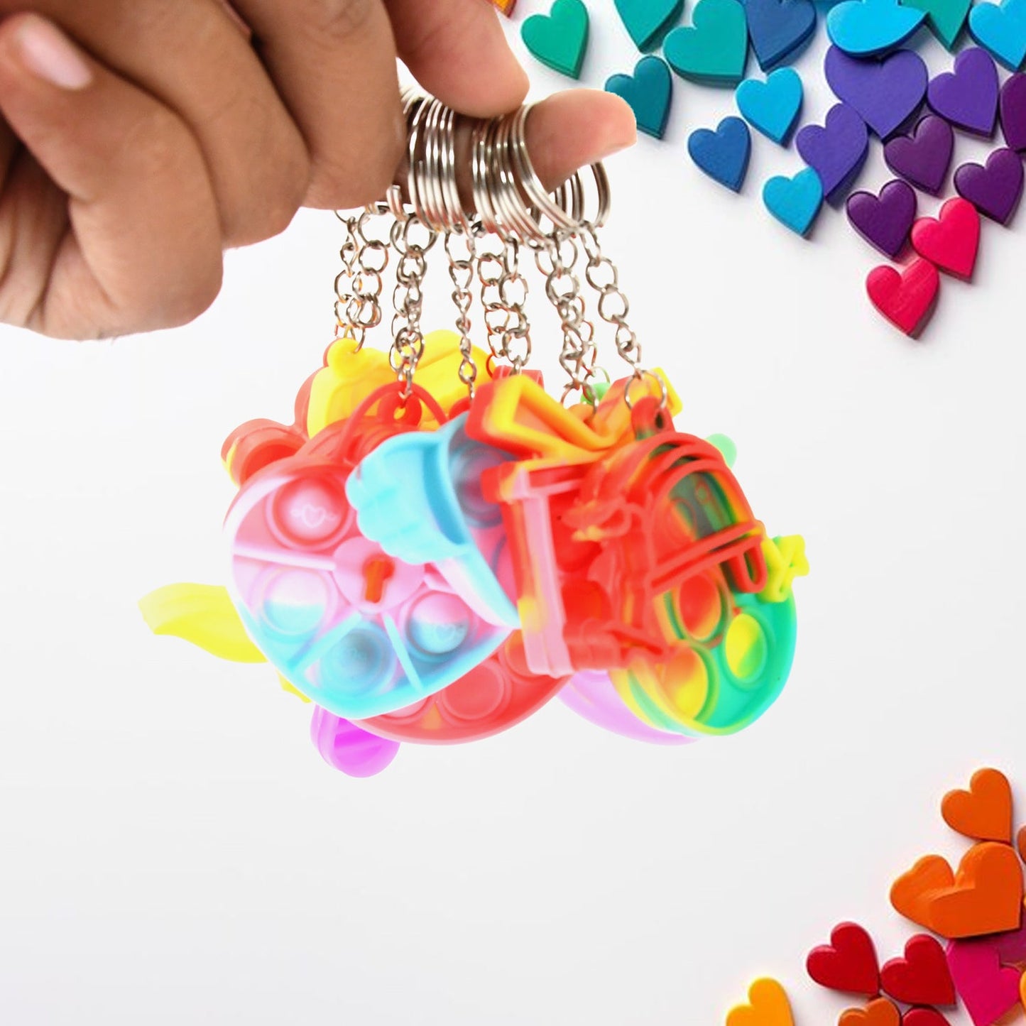 Compact Pop It Keychain ��� Fun Stress Relief Fidget Toy (1 Pc | Mix D