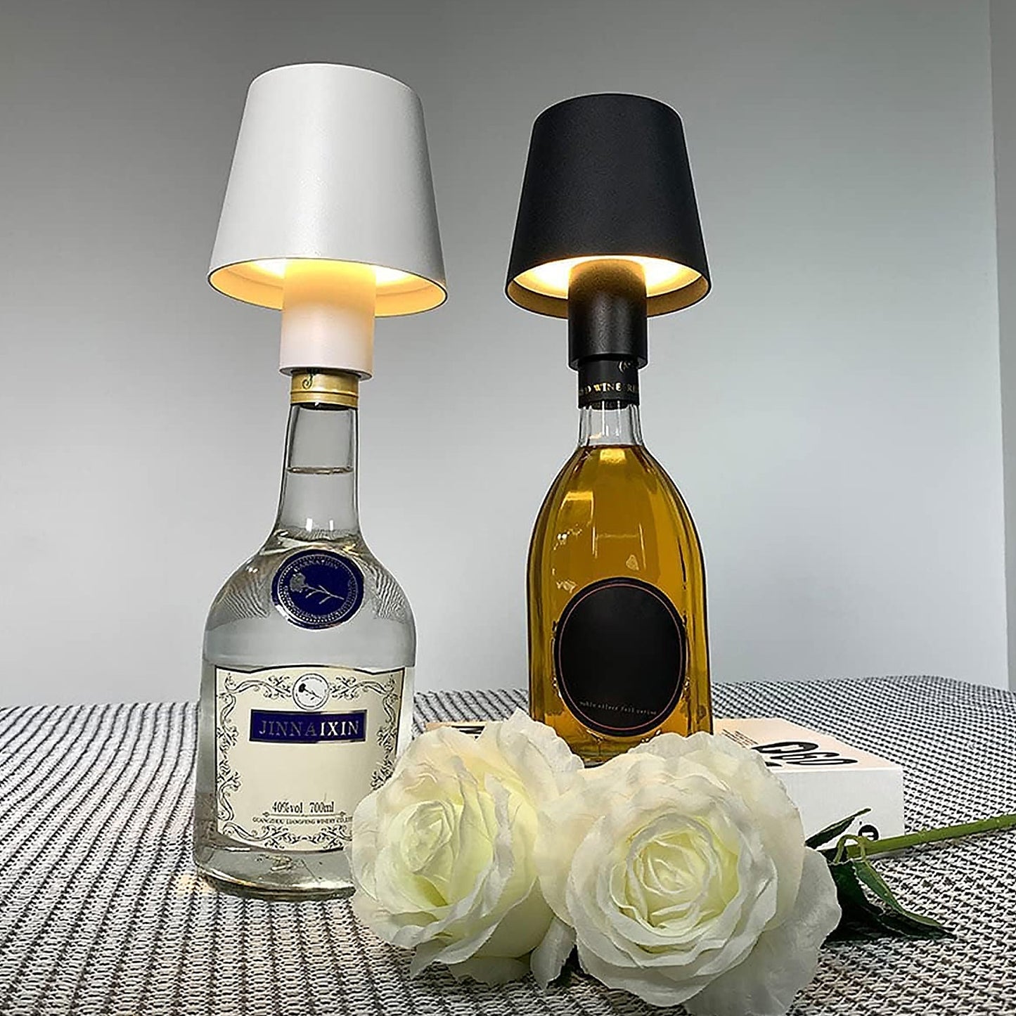 USB Rechargeable LED Bottle Lamp ��� 3 Color Dimmable Wireless Table Light for Home & Bar