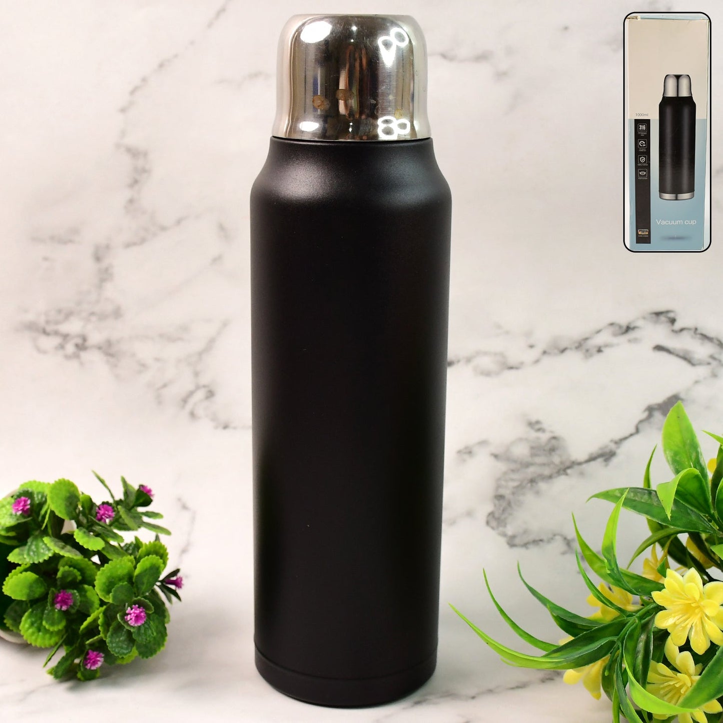 Stainless Steel Vacuum Water Bottle  ��� Hot & Cold Insulated Flask (1000 ML A