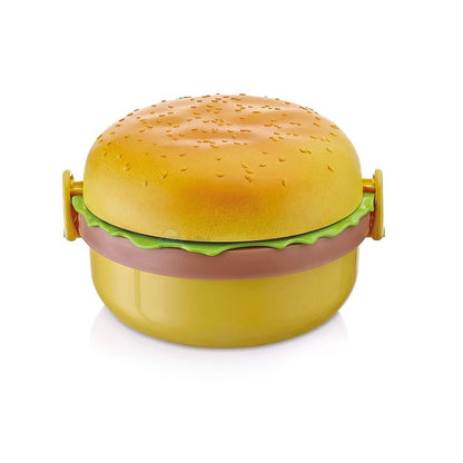 Burger Shape Lunch Box ��� Double Layer 1000ml Food Container with 2 Spoons fo