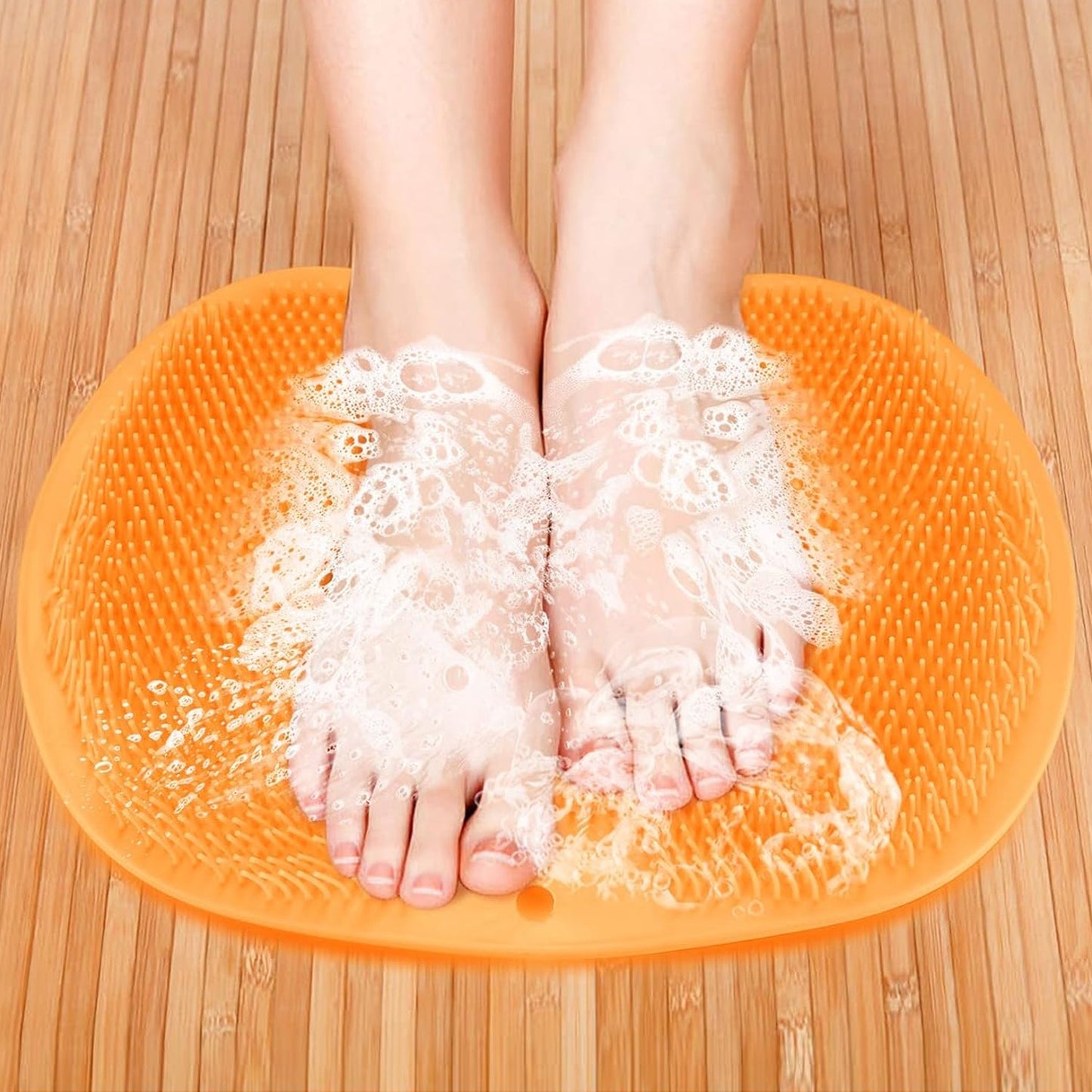 Yellow Silicone Bath Massage Cushion ��� Suction Cup Exfoliating Foot Scrubber