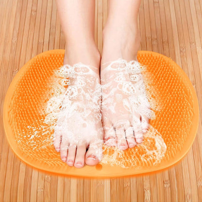 Yellow Silicone Bath Massage Cushion ��� Suction Cup Exfoliating Foot Scrubber