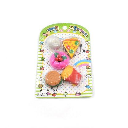 3D Food-Shaped Colorful Eraser Set ��� Cute Novelty Mini Erasers for Kids (5 P