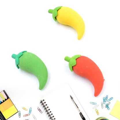 3D Fancy Colorful Chili Shape Erasers ��� Mini Novelty Eraser Set