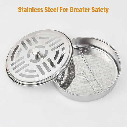 Decorative Mosquito Coil Holder Mosquito Coil Container, Incense Holder Safe Burning Coil Tray for Home Patio Pool Side Outdoor, Metal Tray