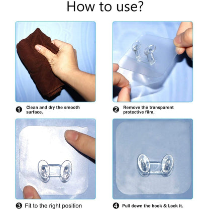 Transparent Self-Adhesive Wall Hook ��� Drill-Free, Waterproof & Oil-Proof for Toothbrush, Socket