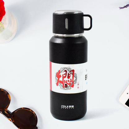 Stainless Steel Vacuum Insulated Water Bottle ��� 900ML Approx, Leak-Proof, Wide Mouth with Hanging Strap (Mix