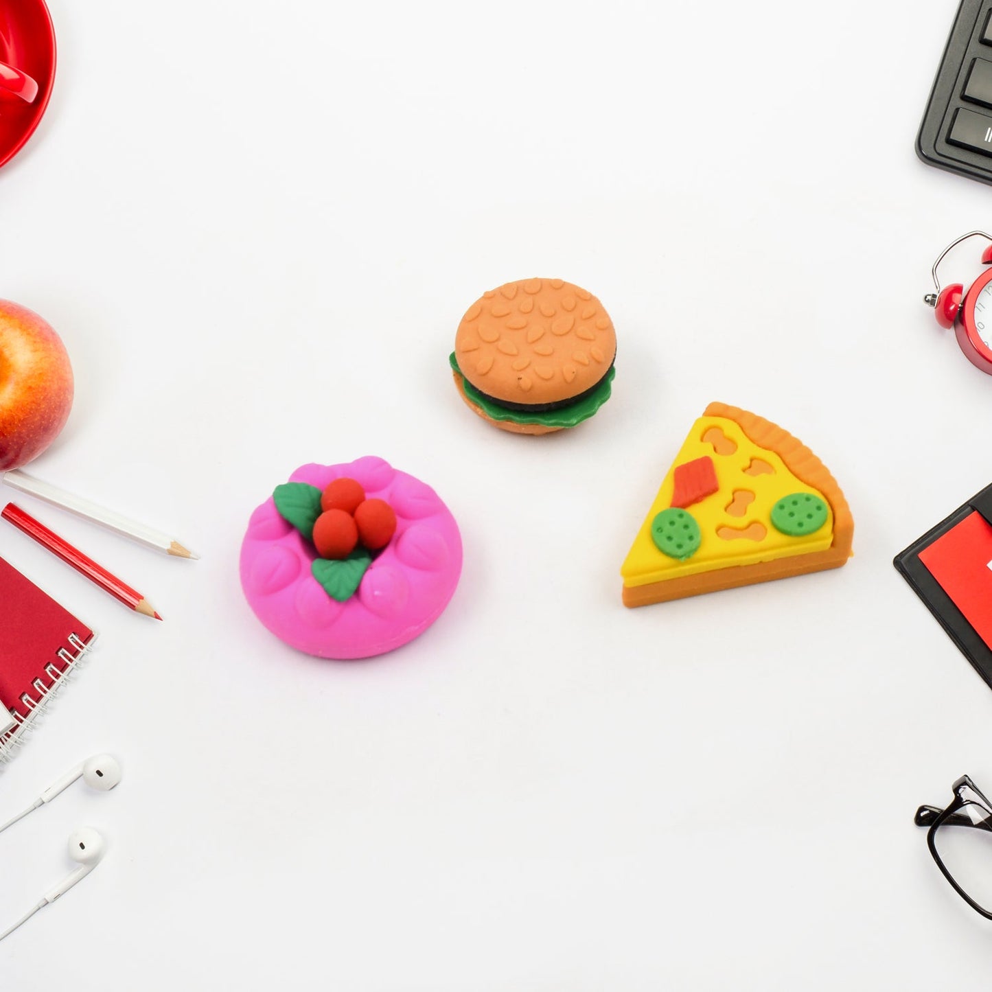 3D Food-Shaped Colorful Eraser Set ��� Cute Novelty Mini Erasers for Kids (5 P