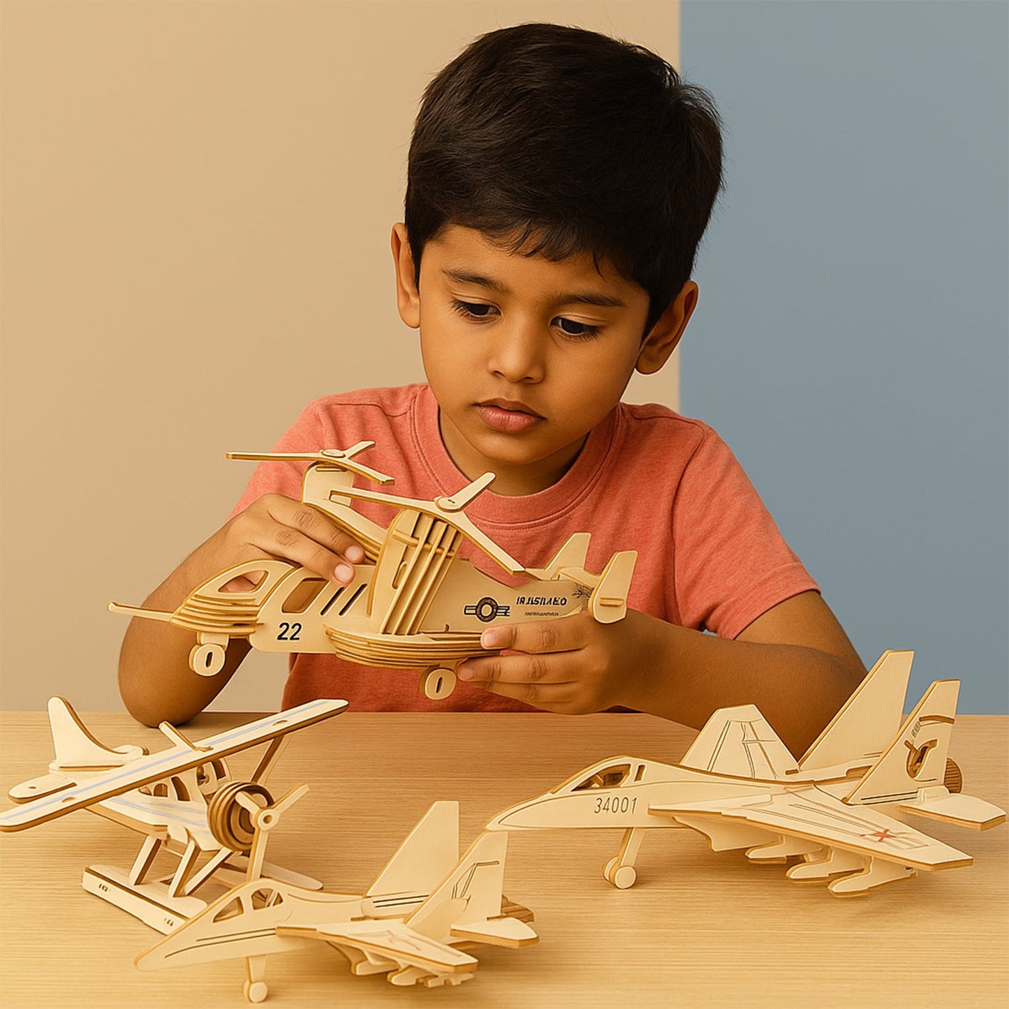 3D Wooden Aircraft Puzzle DIY Assembly Kit (Mix Design ���