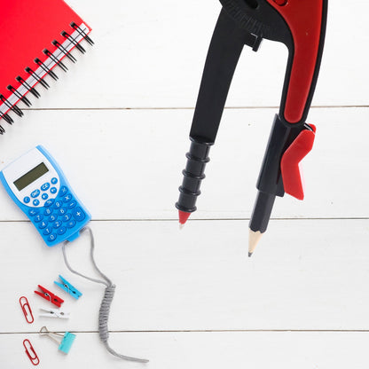 2 Pc Geometry Set ��� Built-in Pencil Grip + Transparent Plastic Protractor ��� School Geomet