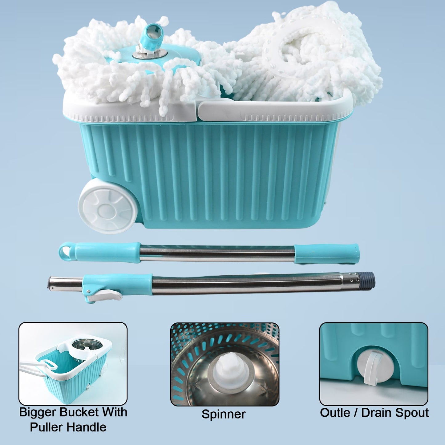 Apex Magic 360�� Spin Mop Cleaning System with Stainless Steel Spi