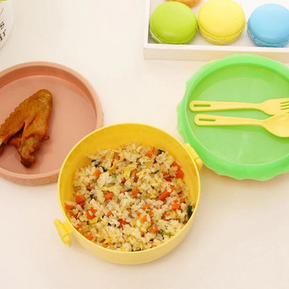 Burger Shape Lunch Box ��� Double Layer 1000ml Food Container with 2 Spoons fo
