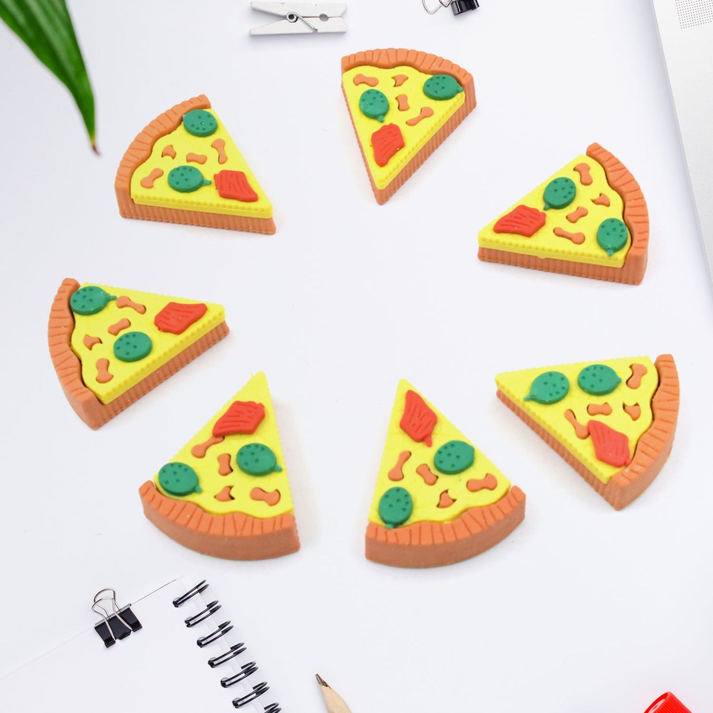 3D Pizza Slices Eraser Set ��� Fancy & Colorful Stationery for Kids & Gifts (7