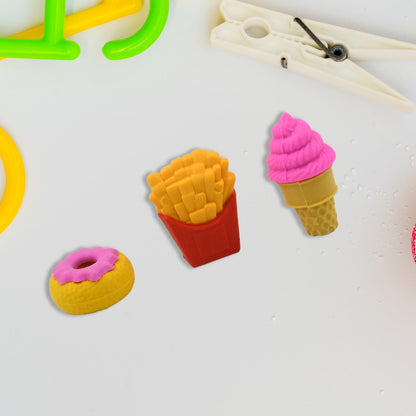 3D Food Fancy & Colorful Erasers ��� Cute Novelty Eraser Set for Kids & School Prize (1 Set / Mix Design &