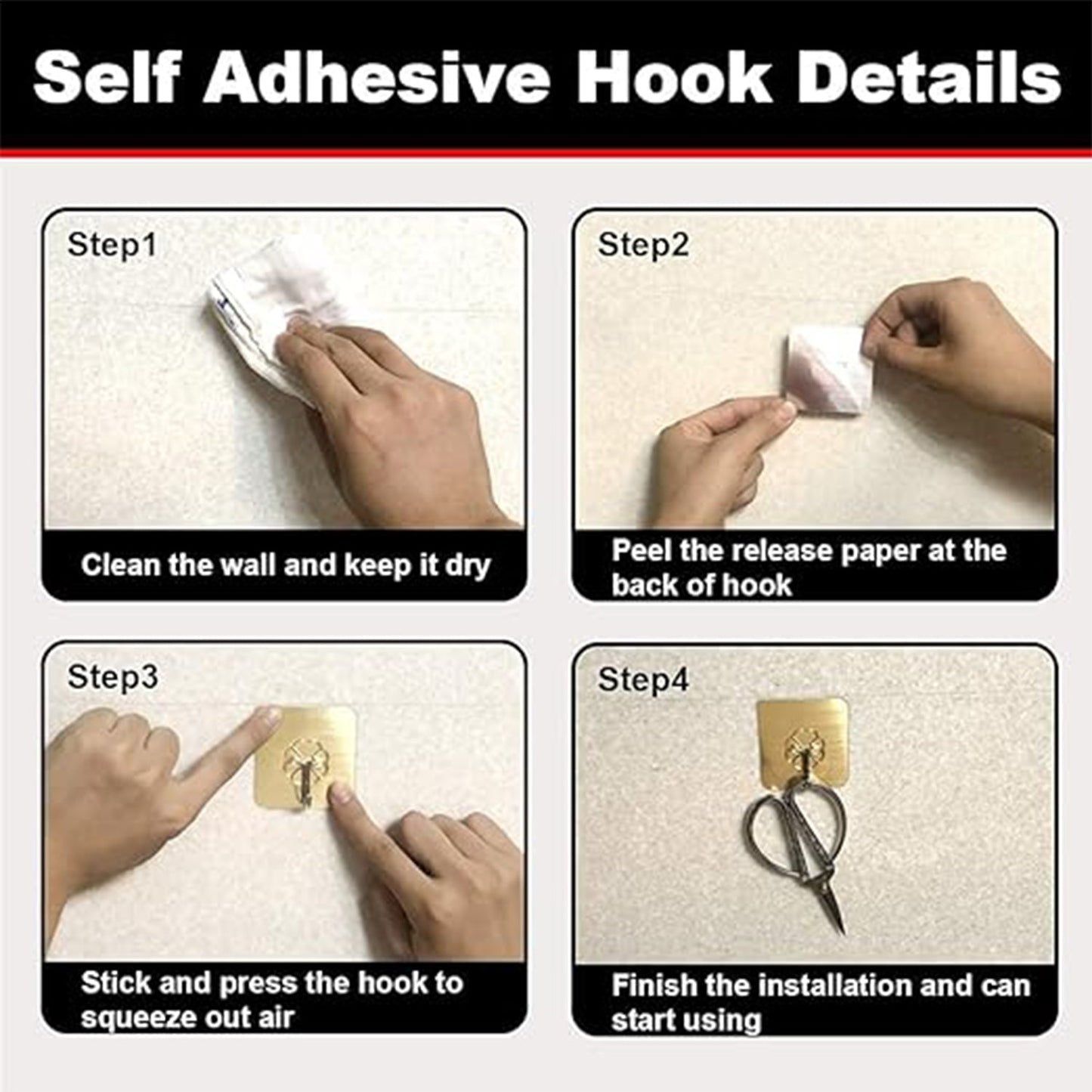 Adhesive Heavy-Duty Hooks for Kitchen and Bathroom (1 Pc / 6��6