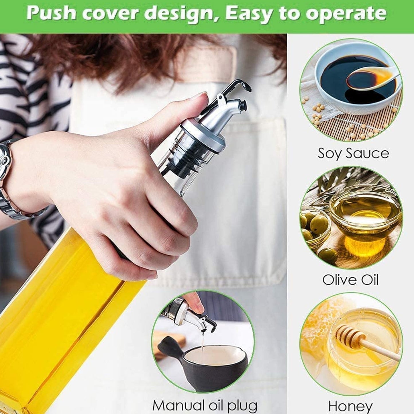 Transparent Glass��Oil Dispenser 500 ML Bottle Set of 2, Spice Jar 250 ML Set of 3, Oil Bottle for Kitchen, Oil & Vinegar Storage Glass Bottle, Glass Container for Spice, Masala (5 Pcs