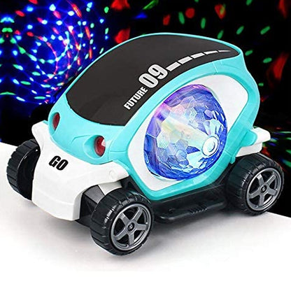 360�� Rotating Stunt Car Toy ��� Bump & Go with 4D Lights, Music & Disco Ball (1 Pc, Battery Not