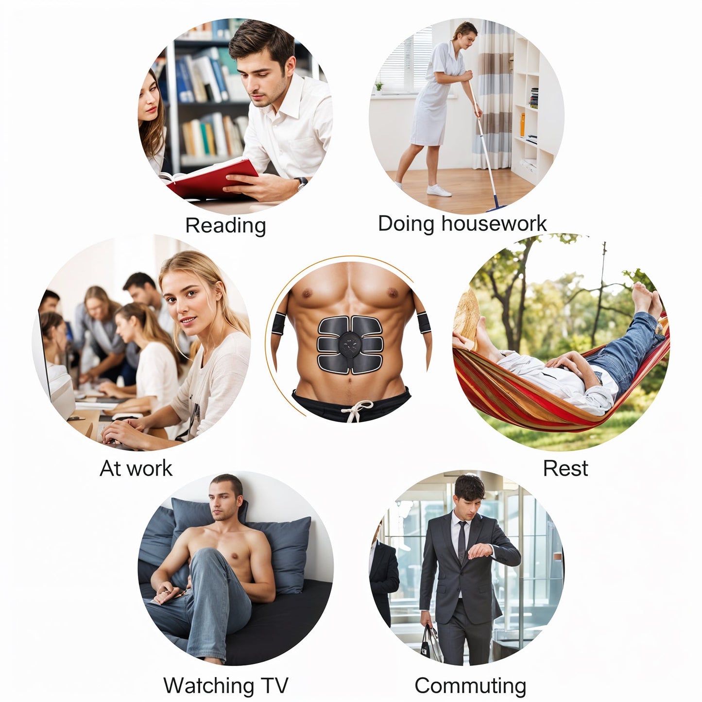 Wireless 6-Pack Abs Stimulator ��� Rechargeable Vibrating Muscle Exerciser & Body Massager for Abdominal Tr