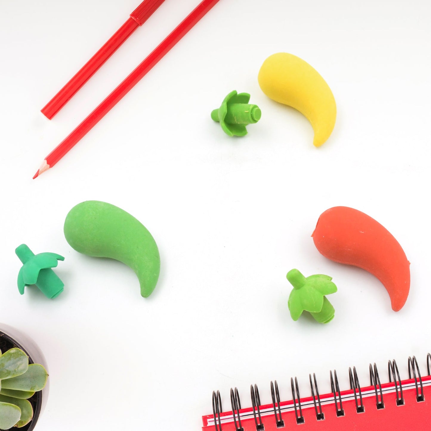 3D Fancy Colorful Chili Shape Erasers ��� Mini Novelty Eraser Set
