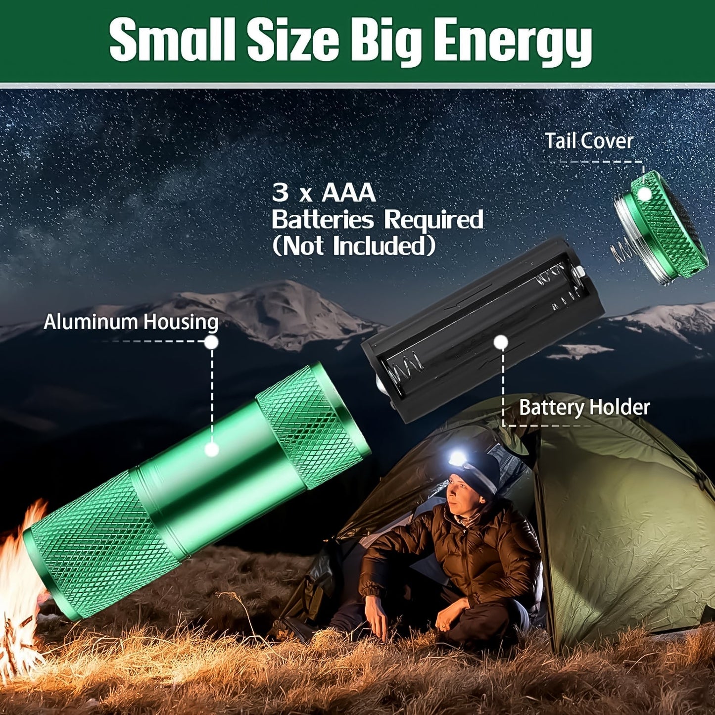 Super-Bright Mini 9 LED Bulb Pocket Torches - Small Torch Flashlight for Camping, Hiking, DIY, Travelling, Outdoors and More��3 Battery operated (Battery not included / 1