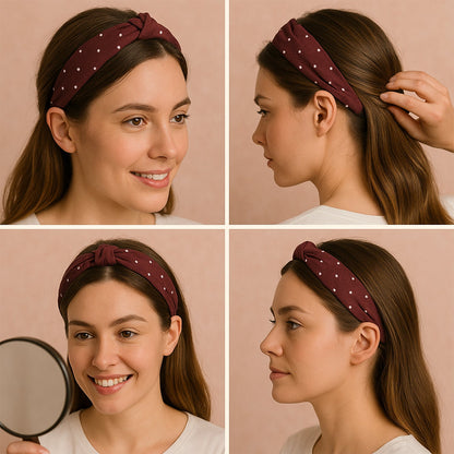 Women's Polka Dot Fabric Knot Hairband ��� Stylish & Comfortable
