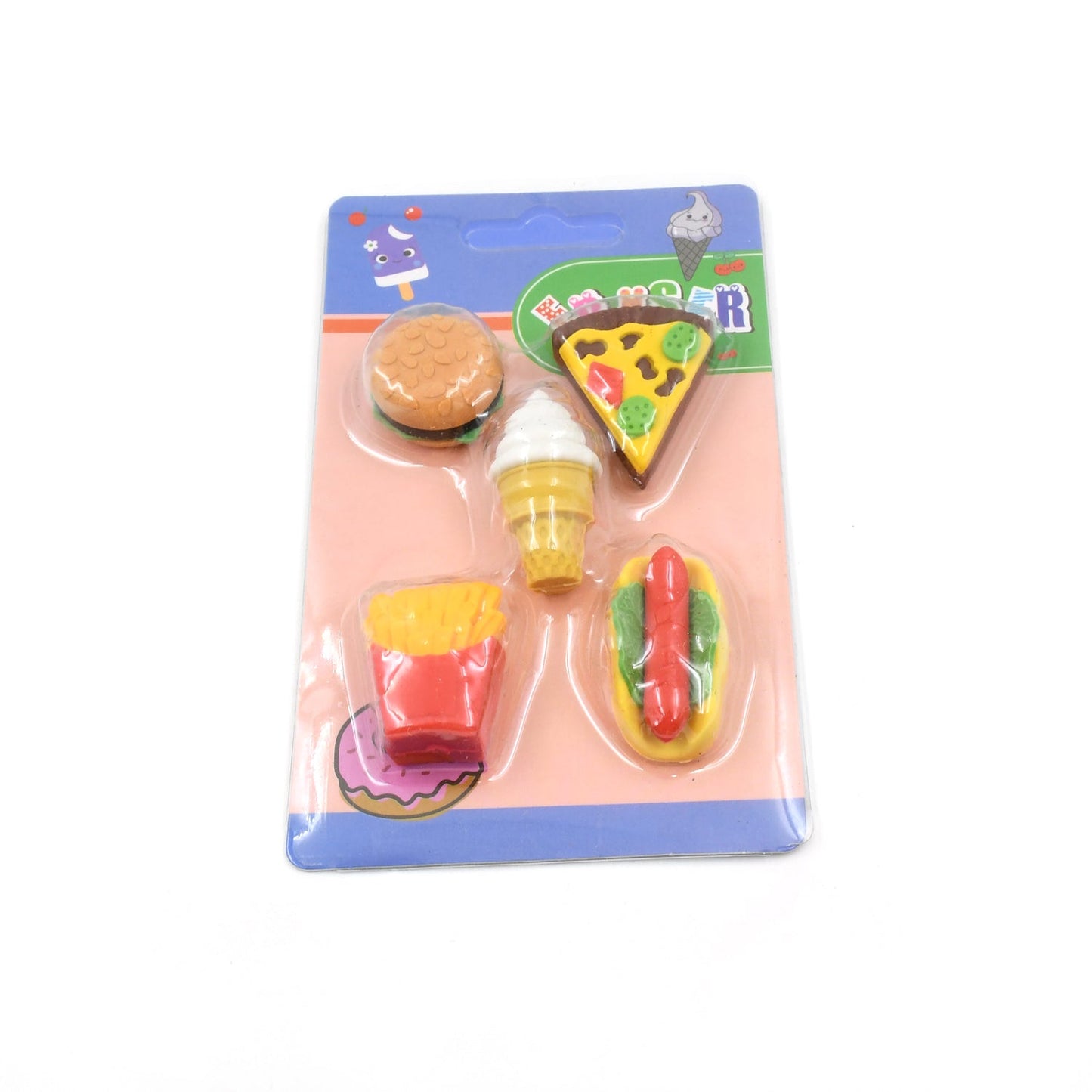 3D Food Fancy & Colorful Erasers ��� Cute Novelty Eraser Set for Kids & School Prize (1 Set / Mix Design &