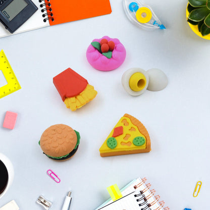 3D Food-Shaped Colorful Eraser Set ��� Cute Novelty Mini Erasers for Kids (5 P