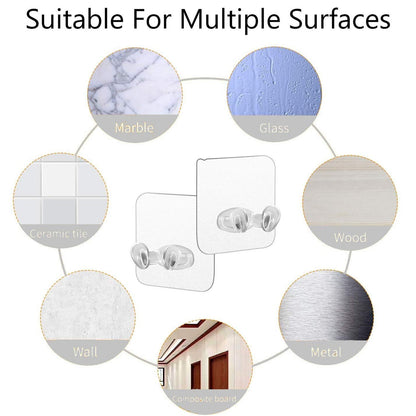Transparent Self-Adhesive Wall Hook ��� Drill-Free, Waterproof & Oil-Proof for Toothbrush, Socket