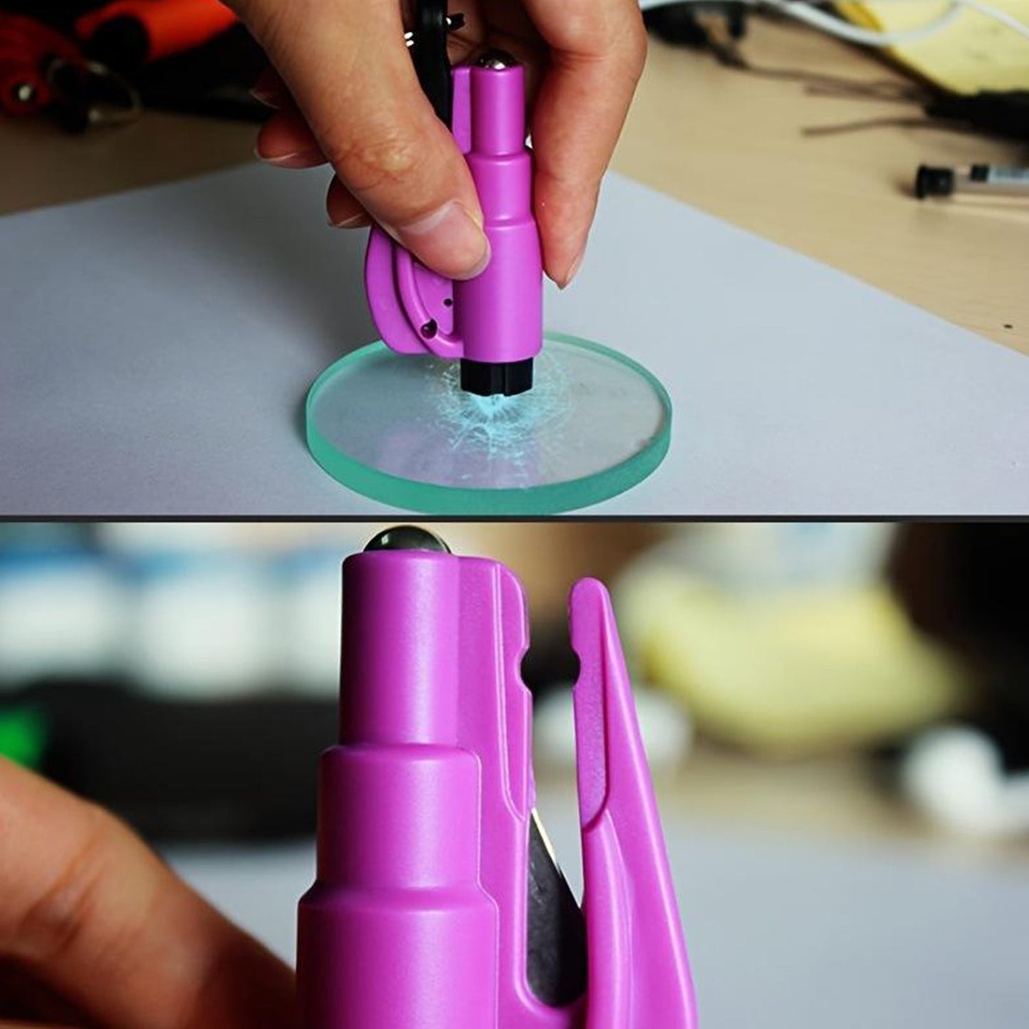 2-in-1 Emergency Safety Cutter ��� Keychain Tool for Glass Breaking & Seatbelt Cutting, Portable &