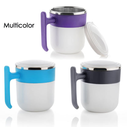 Stainless Steel Insulated Coffee/Tea Mug with Lid ��� Double Wall Hot Beverage Travel Cup, Milk Mug for Office & Home Use