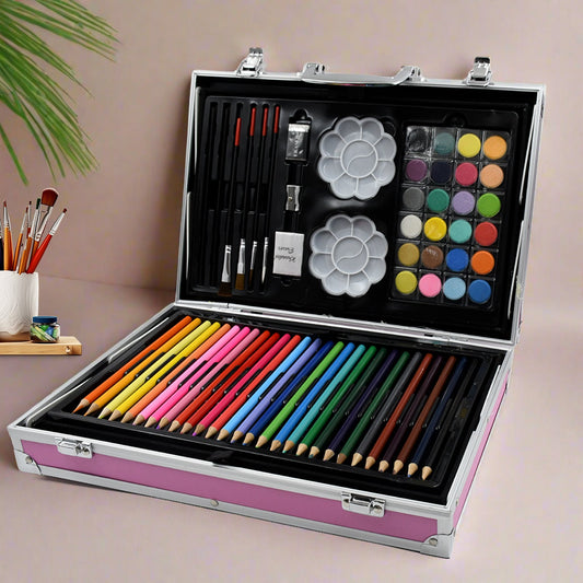 17980��Professional Art Set-Drawing Painting Sketching Coloring Kids Set All in 1 Art Case Perfect for Kids with Unicorn Design Case, Shading Crayons Oil Pastels Color Set Watercolor Cakes Paint Brush Sharpener Eraser (145 Pcs