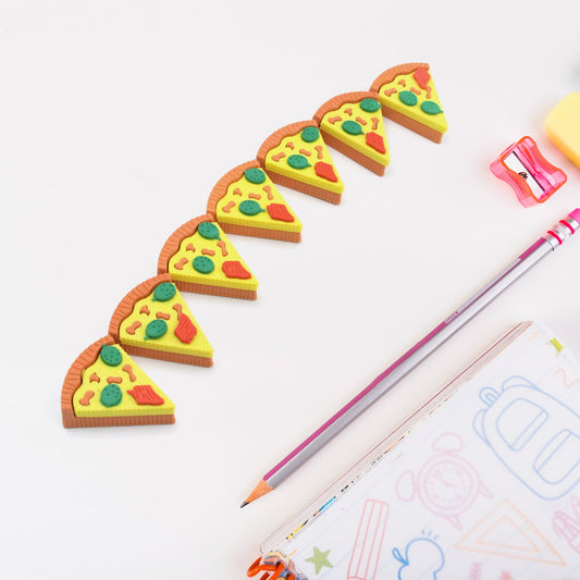 3D Pizza Slices Eraser Set ��� Fancy & Colorful Stationery for Kids & Gifts (7